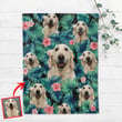 Tropical Hawaii Vibes Personalized Dog Face Fleece Blanket Gift For Dog Moms, Dog Dads, Pet Lovers