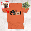 BOO Dog Witch Hat Pumpkin Halloween Unisex T-shirt