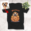 Booo Cute Dog Sits In Pumpkin Customized Halloween Unisex T-shirt For Dog Mom Dog Dad