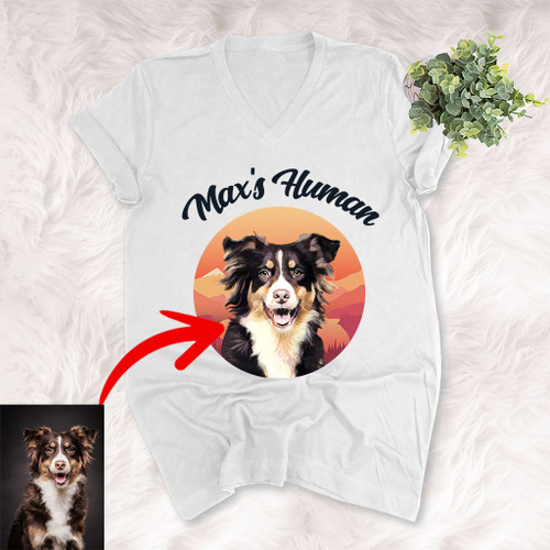 Personalized Pet Colourful Painting - Marvelous Beloved Pet Unisex V-neck Tee For Pet Owners