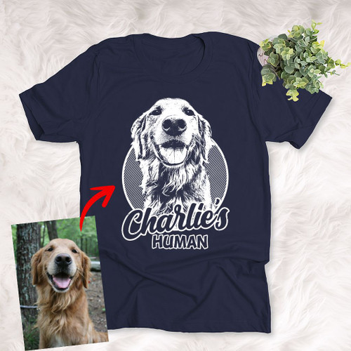 Pencil Sketch Hand Drawing Personalized Unisex T-shirt Vintage Gift For Mom, Dad, Birthday Gift For Pet Lovers