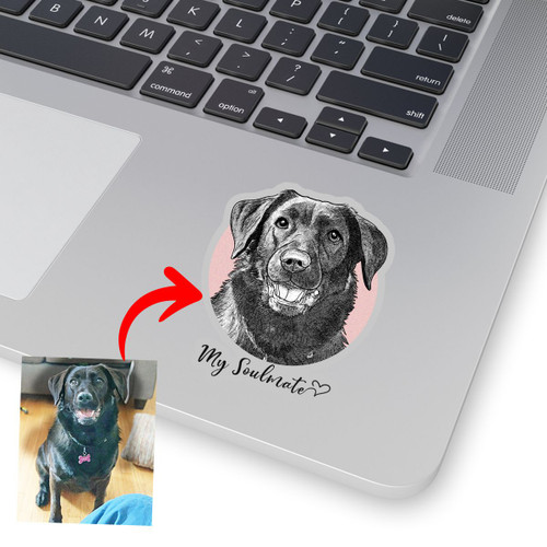 Personalized Pet Pencil Sketch Sticker - My Soulmate Dog Stickers For Pet Lovers