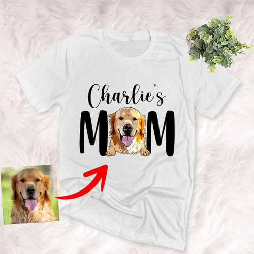 Furry Mom Custom Pet Portrait Unisex T-shirt Mother's Day Gift, Gift for Girls On Birthday