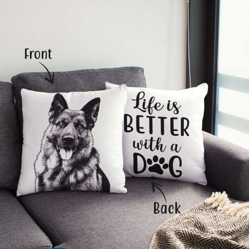 Personalized Life Is Better With Dogs Photo Pillow Case
