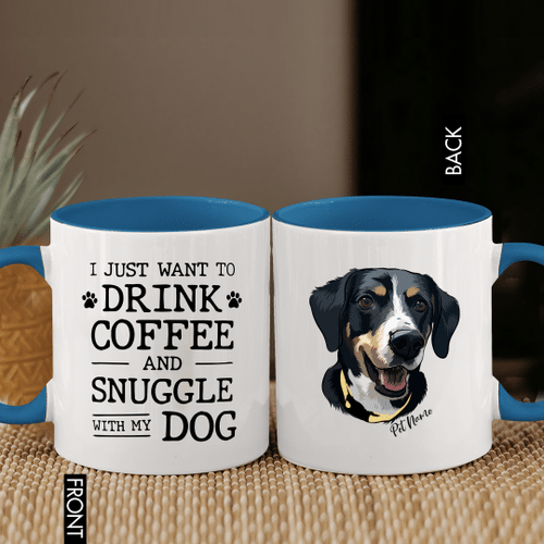 Personalized I Just Want To Drink Coffee And Snuggle With My Dog Accent Mugs