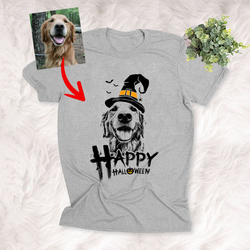 Happy Halloween Customized Dog Witch Hat T-Shirt Gift For Dog Lovers, Pet Owners