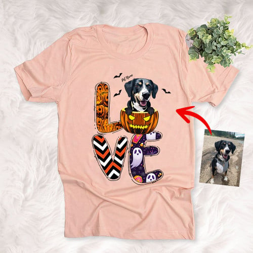Love Halloween Spooky Pattern Customized Dog Colorful painting T-Shirt Gift For Halloween, Spooky Dog Lover