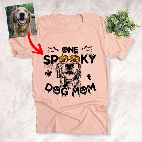 One Spooky Dog Mom Customized Dog Portrait Sketch T-Shirt Gift For Halloween, Spooky Dog Lover