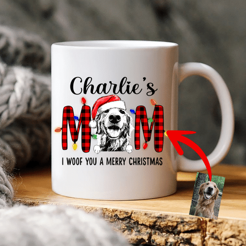 Furry Mom Custom Pet Portrait Christmas Wishes Coffee Mug Gift For Dog Lovers on Holiday