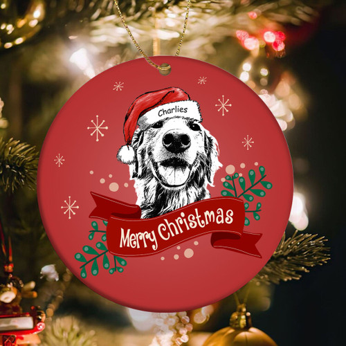 Customized Christmas 2021 Sketch Pet Portrait Christmas Ribbon Holiday Ornament