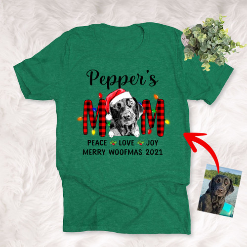 Furry Mom Custom Pet Portrait Christmas Wishes T-Shirt Christmas Gift For Dog Mom