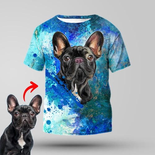 Personalized Full Printing Colorful Dog Portrait T-Shirt