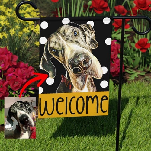 Welcome, Personalized Pet Garden Flag For Dog Lover, Pet Lovers, Perfect Yard Outside Decoration