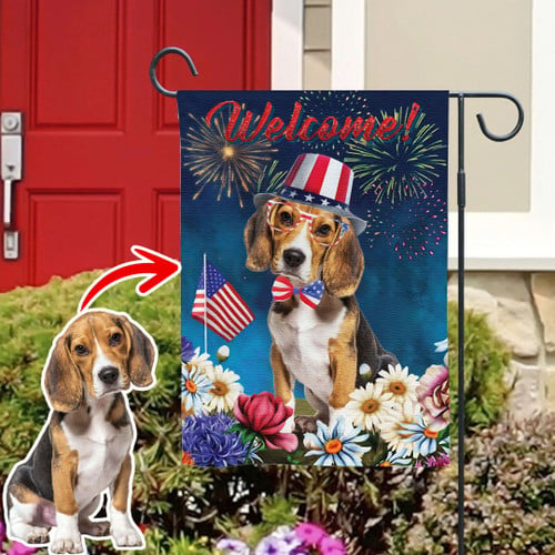 Welcome Custom Pet Garden Flag For Dog Lovers Gift for Independence Day