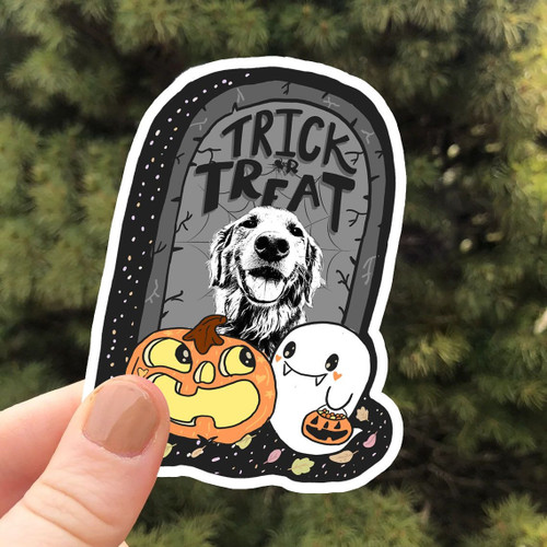 Custom Pet Halloween Sticker Gift For Dog Lovers, Pet Owners, Dog Mama, Dog Dads, Pet Rescue Team