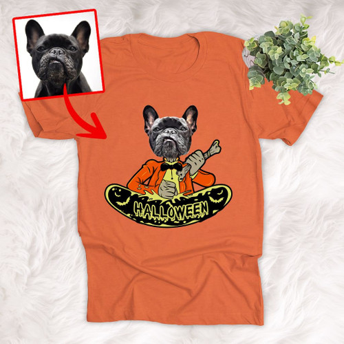 Customized Dog Portrait Unisex T-shirt on Halloween Day