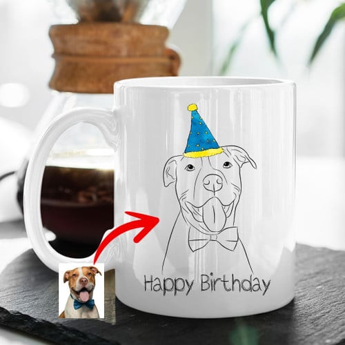 Happy Birthday Customized Dog Portrait Mug For Dog Lovers