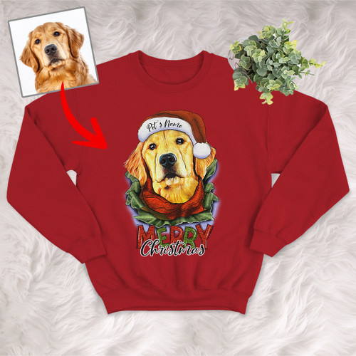 Personalized Vintage Christmas Dog Crewneck Sweatshirts