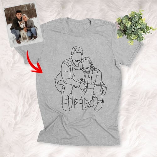 Personalized Outline Portrait T-shirts For Dog Lovers