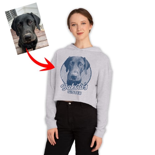 Personalized Sketch Dog Women’s Cropped Hoodie Dog Owners