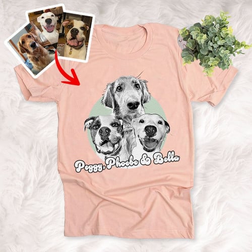 Personalized Cute Moment Dogs Portrait T-shirts For Dog Lovers