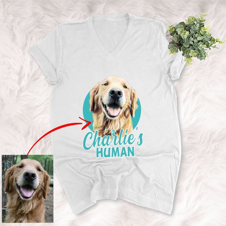 Customized Pet Colourful Painting - Human Marvelous Unisex V-neck Tee For Pet Owners