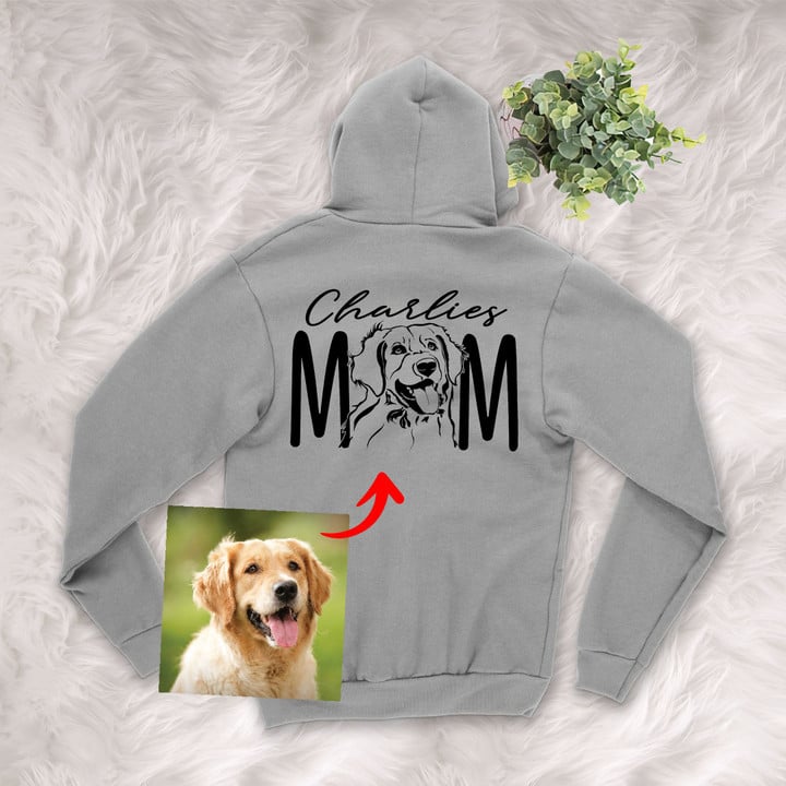 Dog Mom Pet Portrait Customized Women Adult Zip Hoodie Pet Memorial Gift For Dog Moms, Dog Mama, Birthday Gift For Girlfriend