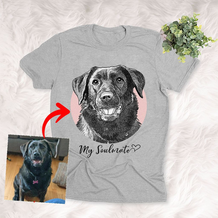 My Soulmate Dog Personalized Pet Pencil Sketch Unisex T-shirt
