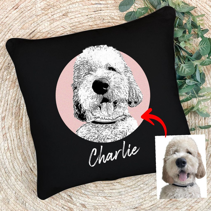 Personalized Pet Portrait Sketch Hand Drawing Men & Women Pillow Case for Dog Lovers, Gift for Dog Lover