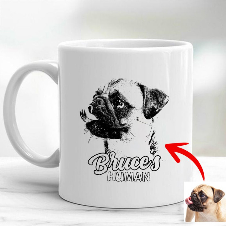 Pet Portrait Personalized Dog Mug For Men And Women Dog Owners, Dog Face Gift For Dog Moms, Dog Dads, Pet Lovers On Anniversary