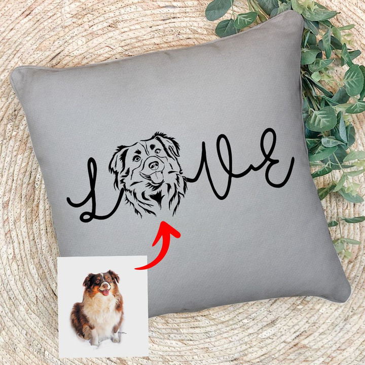 Customized Pet Portrait Pencil Sketch - Love Dog And Cat Pillow Case For Pet Lovers