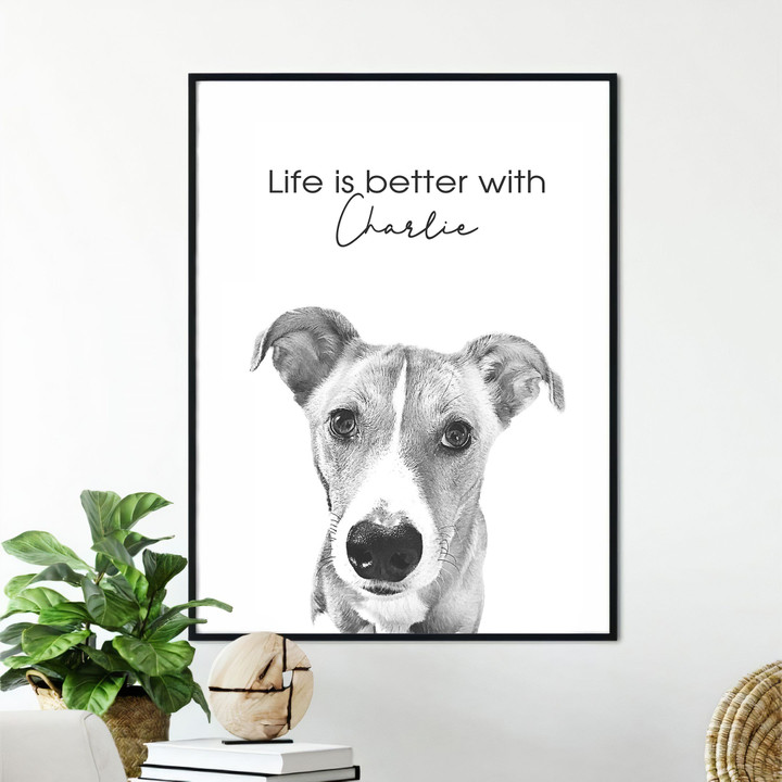 Life Is Better With A Dog Custom Portrait Image Poster Gift For Pet Owners