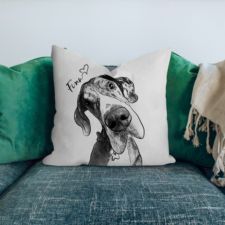Personalized Pet Photo Portrait Sketch Pillow Case