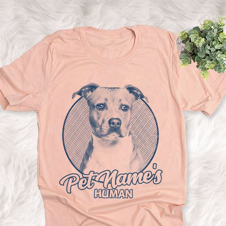 Personalized American Staffordshire Terrier Dog Shirts For Human Bella Canvas Unisex T-shirt Heather Peach