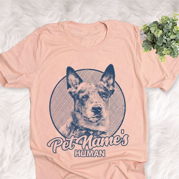 Personalized Australian Cattle Dog Shirts For Human Bella Canvas Unisex T-shirt Heather Peach