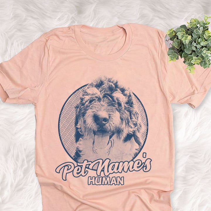 Personalized Bernedoodle Dog Shirts For Human Bella Canvas Unisex T-shirt Heather Peach