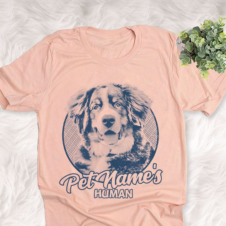 Personalized Bernese Mountain Dog Shirts For Human Bella Canvas Unisex T-shirt Heather Peach
