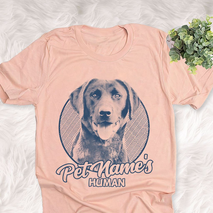 Personalized Black Lab Dog Shirts For Human Bella Canvas Unisex T-shirt Heather Peach