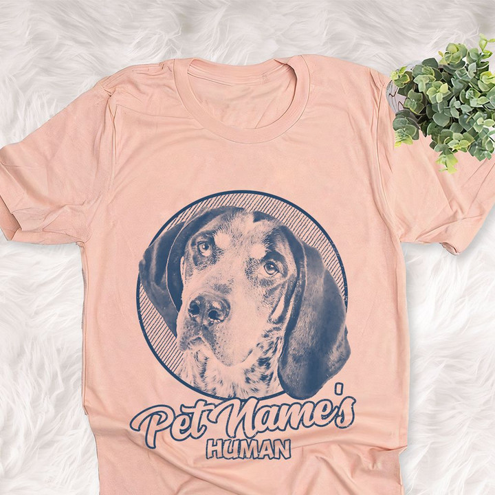 Personalized Bluetick Coonhound Dog Shirts For Human Bella Canvas Unisex T-shirt Heather Peach