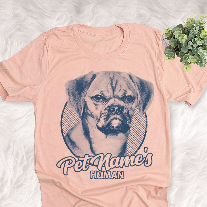Personalized Puggle Dog Shirts For Human Bella Canvas Unisex T-shirt Heather Peach