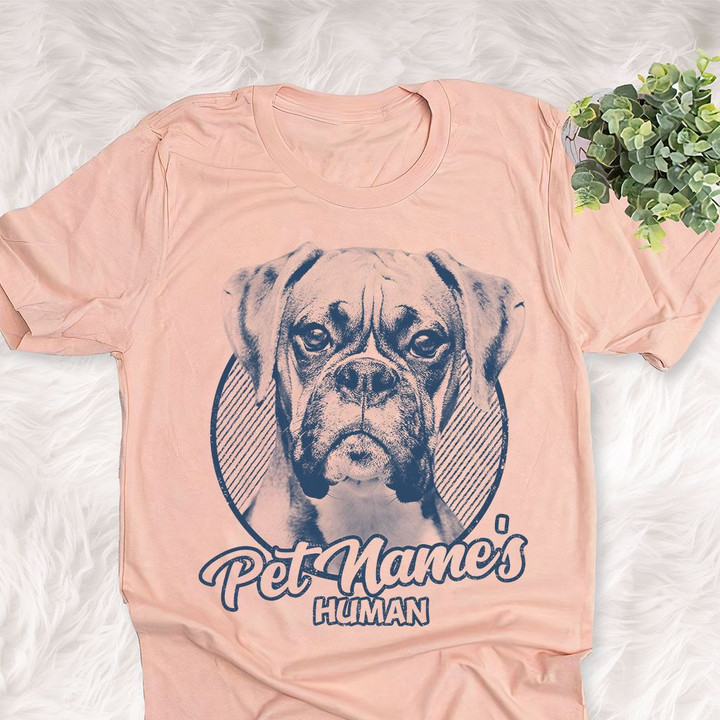 Personalized Boxer Dog Shirts For Human Bella Canvas Unisex T-shirt Heather Peach