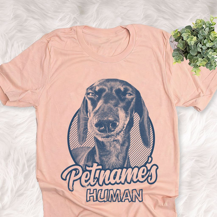Personalized Dachshund Dog Shirts For Human Bella Canvas Unisex T-shirt Heather Peach