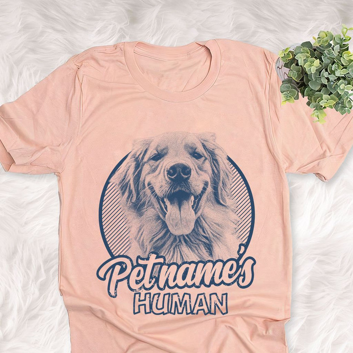 Personalized Golden Retriever Dog Shirts For Human Bella Canvas Unisex T-shirt Heather Peach