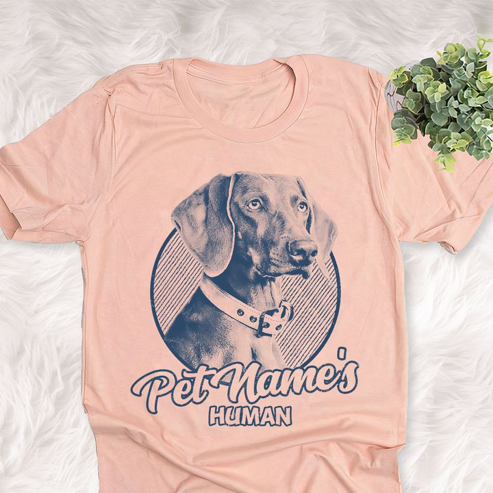 Personalized Weimaraner Dog Shirts For Human Bella Canvas Unisex T-shirt Heather Peach