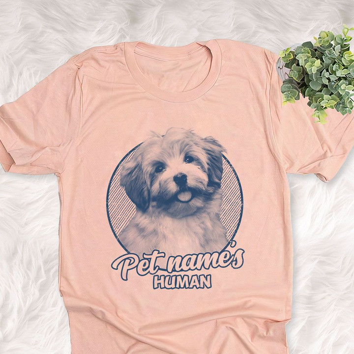 Personalized Lhasa Apso Dog Shirts For Human Bella Canvas Unisex T-shirt Heather Peach