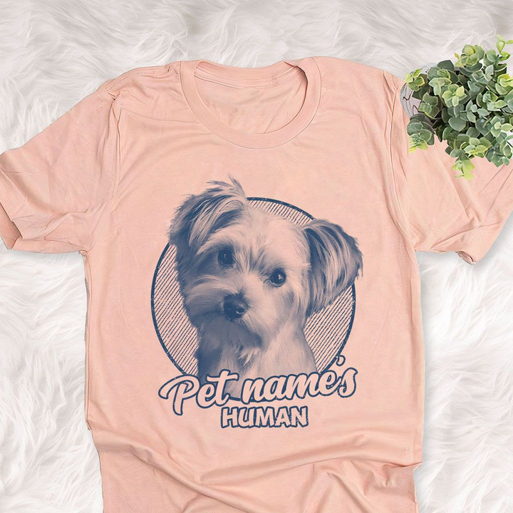 Personalized Morkie Dog Shirts For Human Bella Canvas Unisex T-shirt Heather Peach