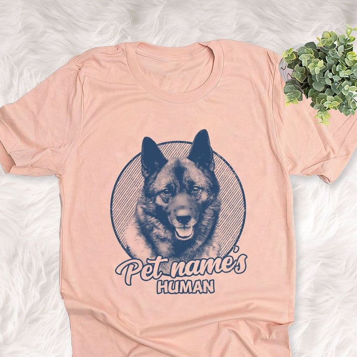 Personalized Norwegian Elkhound Dog Shirts For Human Bella Canvas Unisex T-shirt Heather Peach