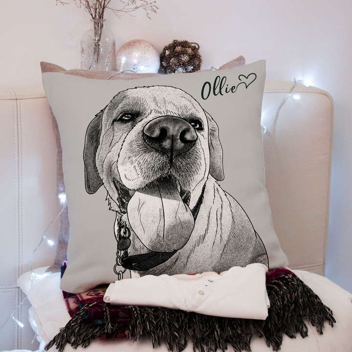 Personalized Dog Photo Portrait Sketch Home Decor Pillow Case