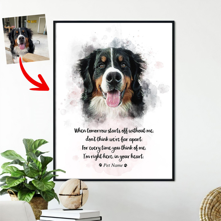 Personalized Pet Memorial Portrait Custom Image Poster Gift For Pet Owners Dog Lovers