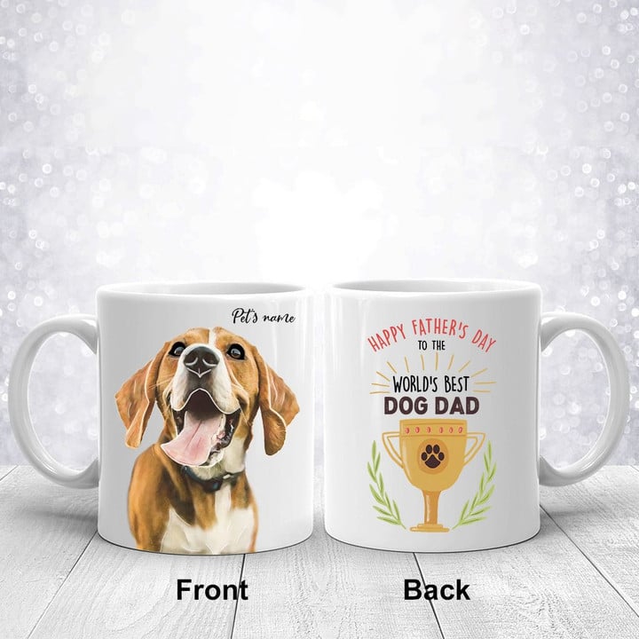 Happy Father's Day To The World's Best Dog Dad Custom Color Dog Photo Mug